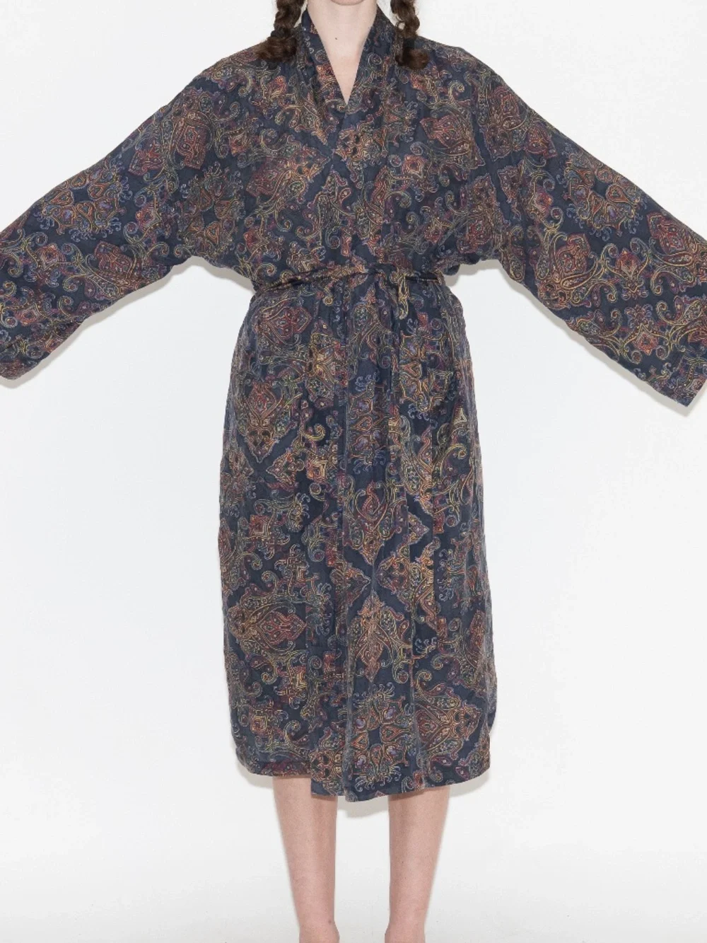 Christian Dior Monsieur silk robe paisley print one size w/ tie